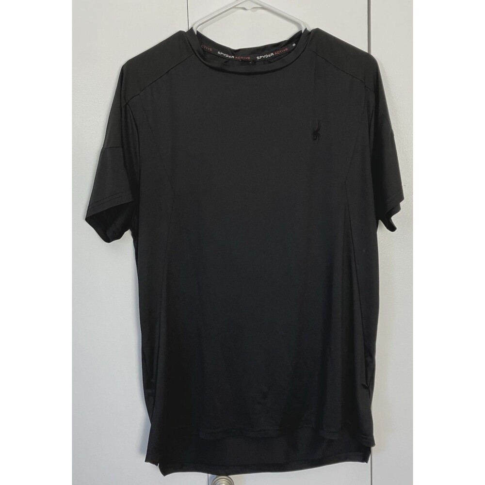 Spyder Active Mens Mesh Stretch Lightweight Black Workout Shirt Size M